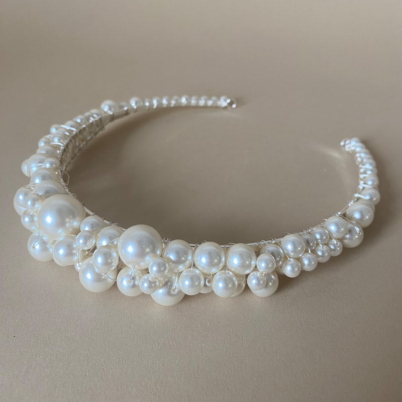 Double Band Mixed Pearl Tiara