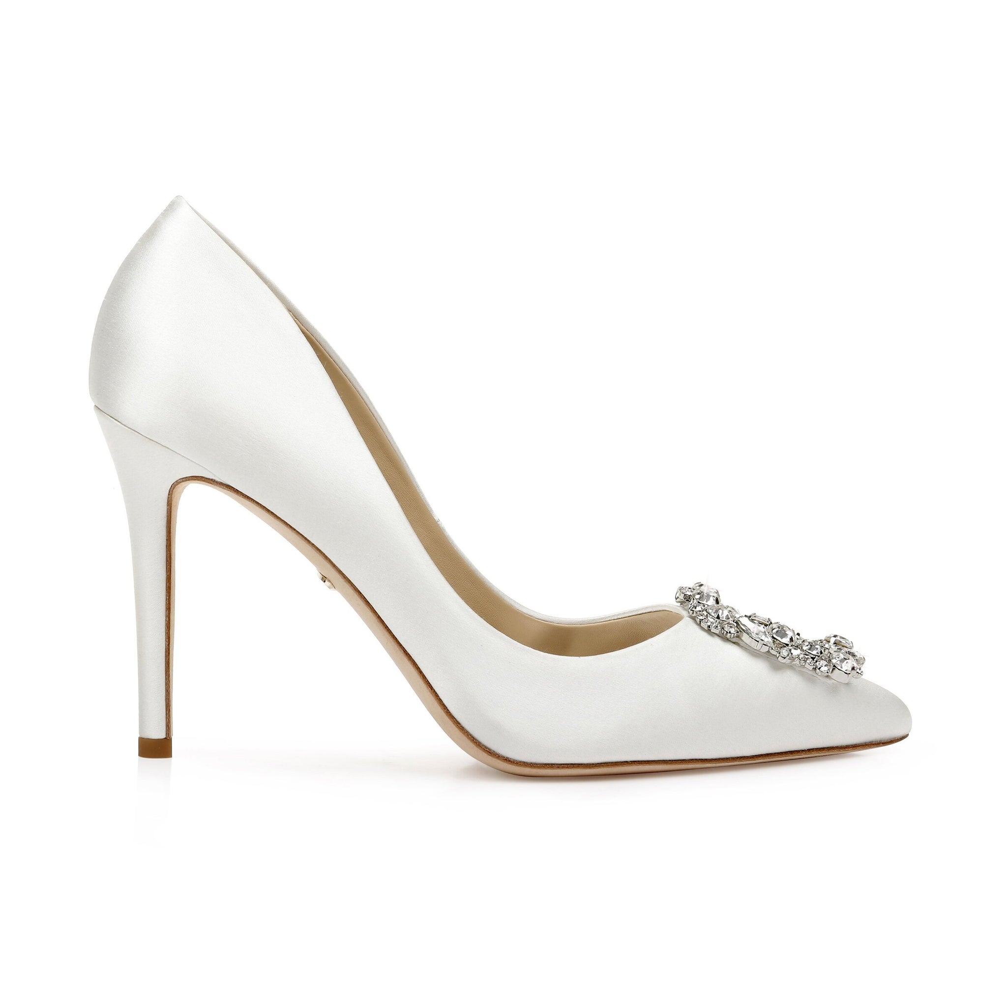 Badgley Mischka Cher Buckle Pointed Wedding Shoes - White