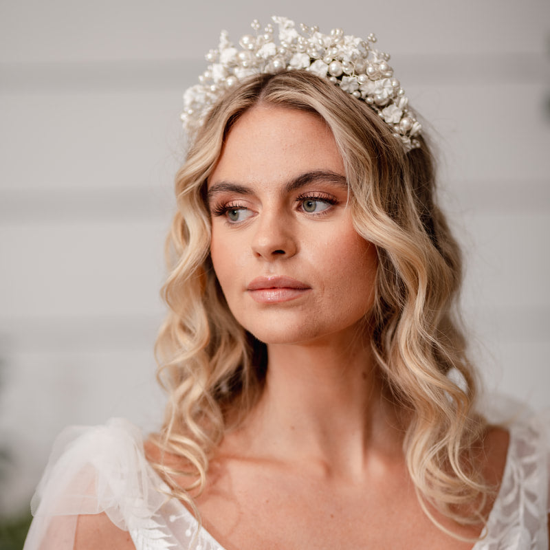 Pearl & Flower Crown Tiara