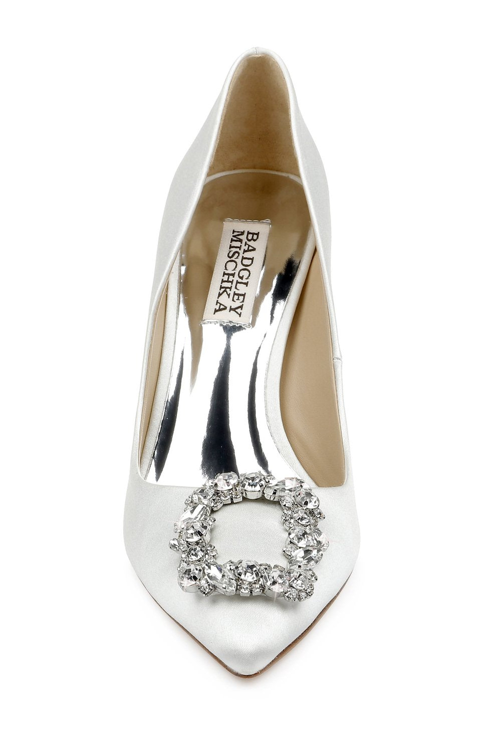 Badgley Mischka Cher Buckle Pointed Wedding Shoes - White